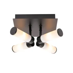 QAZQA Badezimmerlampen|Deckenleuchten Außen*Moderne Badezimmer-Deckenleuchte schwarz 4-flammig IP44 - Bath