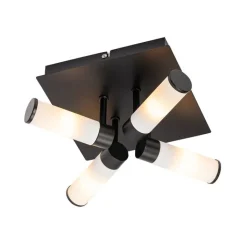 QAZQA Badezimmerlampen|Deckenleuchten Außen*Moderne Badezimmer-Deckenleuchte schwarz 4-flammig IP44 - Bath