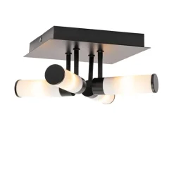 QAZQA Badezimmerlampen|Deckenleuchten Außen*Moderne Badezimmer-Deckenleuchte schwarz 4-flammig IP44 - Bath