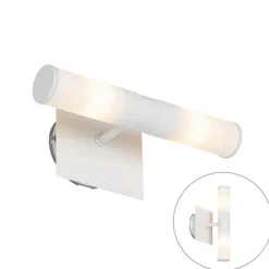 QAZQA Badezimmerlampen|Wandleuchten*Moderne Badezimmer-Wandleuchte weiß IP44 2-flammig - Bath