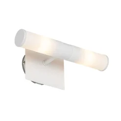 QAZQA Badezimmerlampen|Wandleuchten*Moderne Badezimmer-Wandleuchte weiß IP44 2-flammig - Bath