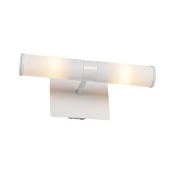 QAZQA Badezimmerlampen|Wandleuchten*Moderne Badezimmer-Wandleuchte weiß IP44 2-flammig - Bath