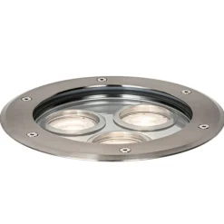 QAZQA Gartenbeleuchtung|Bodenstrahler Außen*Moderne Bodenleuchte Stahl 3-Licht IP65 - Tribus