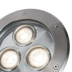 QAZQA Gartenbeleuchtung|Bodenstrahler Außen*Moderne Bodenleuchte Stahl 3-Licht IP65 - Tribus