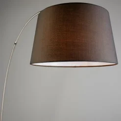 QAZQA Bogenlampen|Stehlampen*Moderne Bogenlampe aus Stahl mit schwarzem Stoffschirm - Arc Basic