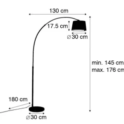 QAZQA Esszimmerlampen|Bogenlampen*Moderne Bogenlampe aus Stahl mit weißem Stoffschirm - Arc Basic