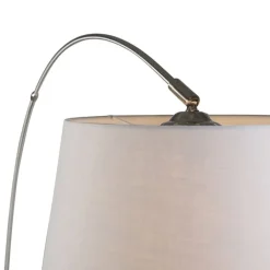 QAZQA Esszimmerlampen|Bogenlampen*Moderne Bogenlampe aus Stahl mit weißem Stoffschirm - Arc Basic