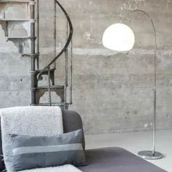 QAZQA Bogenlampen|Stehlampen*Moderne Bogenlampe Chrom mit weißem Schirm - Arc Basic