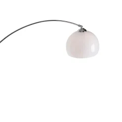 QAZQA Bogenlampen|Stehlampen*Moderne Bogenlampe Chrom mit weißem Schirm - Arc Basic