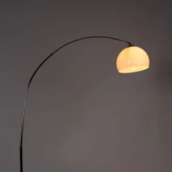QAZQA Bogenlampen|Stehlampen*Moderne Bogenlampe Chrom mit weißem Schirm - Arc Basic
