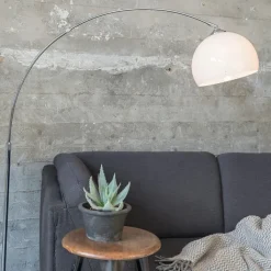QAZQA Bogenlampen|Stehlampen*Moderne Bogenlampe Chrom mit weißem Schirm - Arc Basic