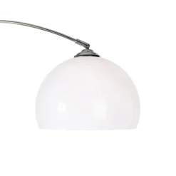 QAZQA Bogenlampen|Stehlampen*Moderne Bogenlampe Chrom mit weißem Schirm - Arc Basic