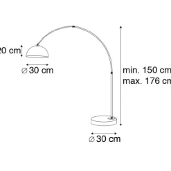 QAZQA Bogenlampen|Stehlampen*Moderne Bogenlampe Chrom mit weißem Schirm - Arc Basic