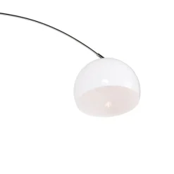 QAZQA Bogenlampen|Stehlampen*Moderne Bogenlampe Chrom mit weißem Schirm - Arc Basic