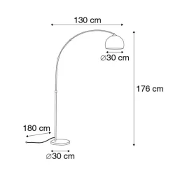 QAZQA Esszimmerlampen|Wohnzimmerlampen*Moderne Bogenlampe Kupfer mit weißem Schirm - Arc Basic