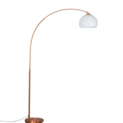QAZQA Esszimmerlampen|Wohnzimmerlampen*Moderne Bogenlampe Kupfer mit weißem Schirm - Arc Basic