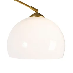 QAZQA Schlafzimmerlampen|Esszimmerlampen*Moderne Bogenlampe Messing mit weißem Schirm - Arc Basic
