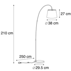 QAZQA Schlafzimmerlampen|Küchenlampen*Moderne Bogenlampe mit grauem Schirm - Bend