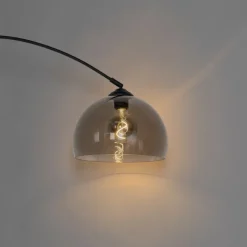 QAZQA Schlafzimmerlampen|Esszimmerlampen*Moderne Bogenlampe schwarz mit Rauchglas - Arc
