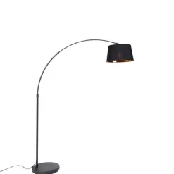 QAZQA Schlafzimmerlampen|Esszimmerlampen*Moderne Bogenlampe schwarz mit gold - Arc Basic