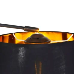 QAZQA Schlafzimmerlampen|Esszimmerlampen*Moderne Bogenlampe schwarz mit gold - Arc Basic