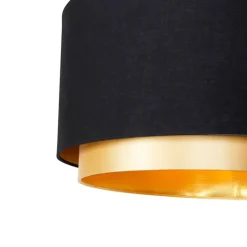 QAZQA Schlafzimmerlampen|Esszimmerlampen*Moderne Bogenlampe schwarz mit Duo-Schirm schwarz mit gold - XXL