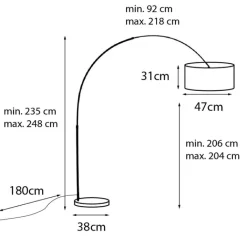 QAZQA Schlafzimmerlampen|Esszimmerlampen*Moderne Bogenlampe schwarz mit Duo-Schirm schwarz mit gold - XXL