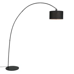 QAZQA Bogenlampen|Stehlampen*Moderne Bogenlampe Schwarz mit Schirm - Vinossa