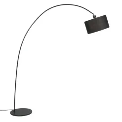 QAZQA Bogenlampen|Stehlampen*Moderne Bogenlampe Schwarz mit Schirm - Vinossa