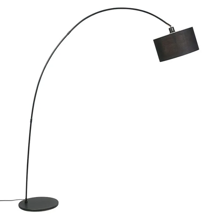 QAZQA Bogenlampen|Stehlampen*Moderne Bogenlampe Schwarz mit Schirm - Vinossa