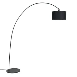 QAZQA Bogenlampen|Stehlampen*Moderne Bogenlampe Schwarz mit Schirm - Vinossa