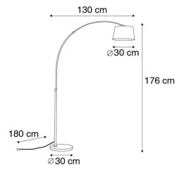 QAZQA Bogenlampen|Stehlampen*Moderne Bogenlampe Stahl mit grauem Stoffschirm - Arc Basic