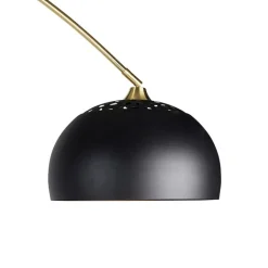 QAZQA Bogenlampen|Stehlampen*Moderne Bogenleuchte Messing mit Marmorfuß und schwarzem Schirm 32,5 cm - XXL