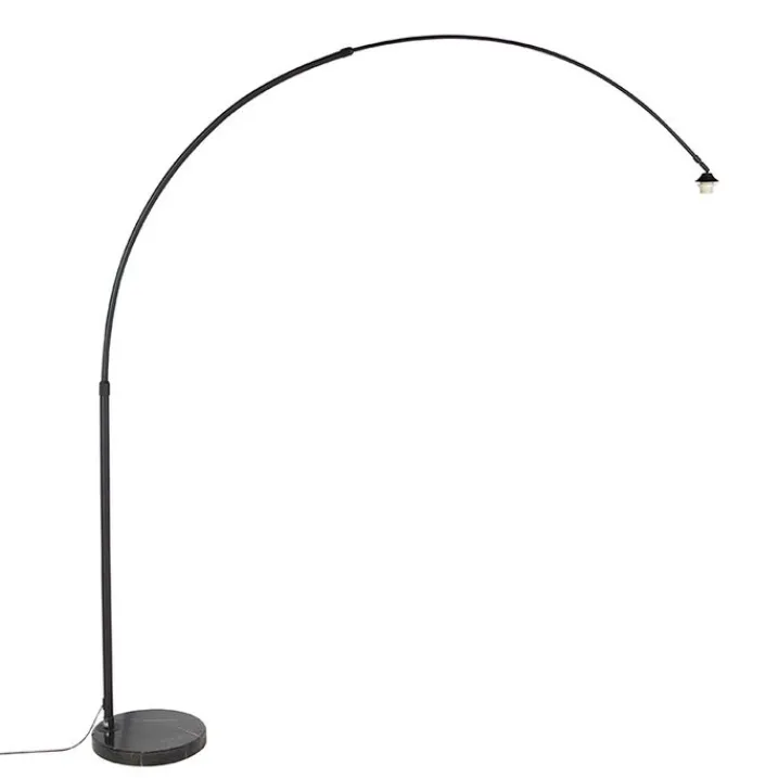 QAZQA Schlafzimmerlampen|Küchenlampen*Moderne Bogenleuchte schwarz mit Marmorsockel - XXL