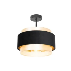 QAZQA Deckenleuchten|Wohnzimmerlampen*Moderne Deckenlampe Schwarz mit Gold - Elif
