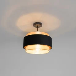 QAZQA Deckenleuchten|Wohnzimmerlampen*Moderne Deckenlampe Schwarz mit Gold - Elif