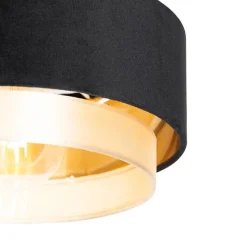 QAZQA Deckenleuchten|Wohnzimmerlampen*Moderne Deckenlampe Schwarz mit Gold - Elif