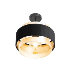QAZQA Deckenleuchten|Wohnzimmerlampen*Moderne Deckenlampe Schwarz mit Gold - Elif