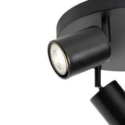 QAZQA Deckenleuchten|Wohnzimmerlampen*Moderne Deckenlampe schwarz verstellbar rund 3 Lichter - Java