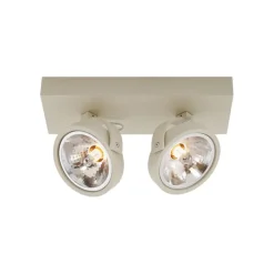 QAZQA Aufbaustrahler|Deckenstrahler*Moderne Deckenleuchte Beige G9 rund schwenk- und neigbar 2-flammig - Go