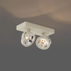 QAZQA Aufbaustrahler|Deckenstrahler*Moderne Deckenleuchte Beige G9 rund schwenk- und neigbar 2-flammig - Go