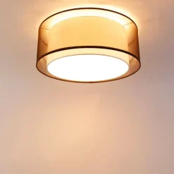 QAZQA Deckenleuchten|Wohnzimmerlampen*Moderne Deckenleuchte braun mit weiß 50 cm 3-flammig - Drum Duo