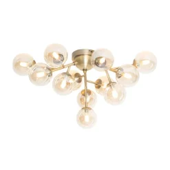 QAZQA Schlafzimmerlampen|Küchenlampen*Moderne Deckenleuchte Bronze mit Bernsteinglas 12 Lichter - Bianca