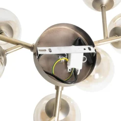 QAZQA Schlafzimmerlampen|Küchenlampen*Moderne Deckenleuchte Bronze mit Bernsteinglas 12 Lichter - Bianca