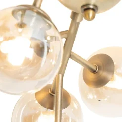 QAZQA Schlafzimmerlampen|Küchenlampen*Moderne Deckenleuchte Bronze mit Bernsteinglas 12 Lichter - Bianca