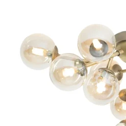 QAZQA Schlafzimmerlampen|Küchenlampen*Moderne Deckenleuchte Bronze mit Bernsteinglas 12 Lichter - Bianca