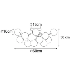 QAZQA Schlafzimmerlampen|Küchenlampen*Moderne Deckenleuchte Bronze mit Bernsteinglas 12 Lichter - Bianca