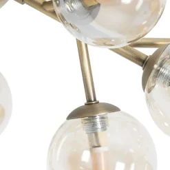 QAZQA Schlafzimmerlampen|Küchenlampen*Moderne Deckenleuchte Bronze mit Bernsteinglas 12 Lichter - Bianca