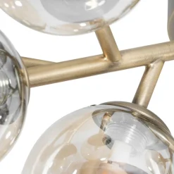 QAZQA Schlafzimmerlampen|Küchenlampen*Moderne Deckenleuchte Bronze mit Bernsteinglas 12 Lichter - Bianca