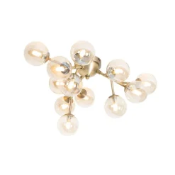 QAZQA Schlafzimmerlampen|Küchenlampen*Moderne Deckenleuchte Bronze mit Bernsteinglas 12 Lichter - Bianca